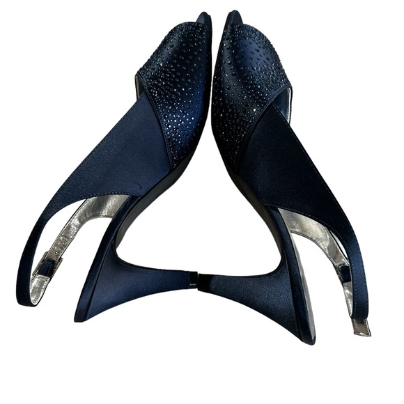 DAVID TATE WOMEN’S SATIN EMBELLISHED SLINGBACK DRESS PUMP SHOES SZ 9.5” WW - Picture 5 of 9